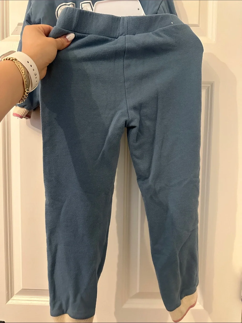 Derek Heart Blue Sweatpants with Pink Drawstring
